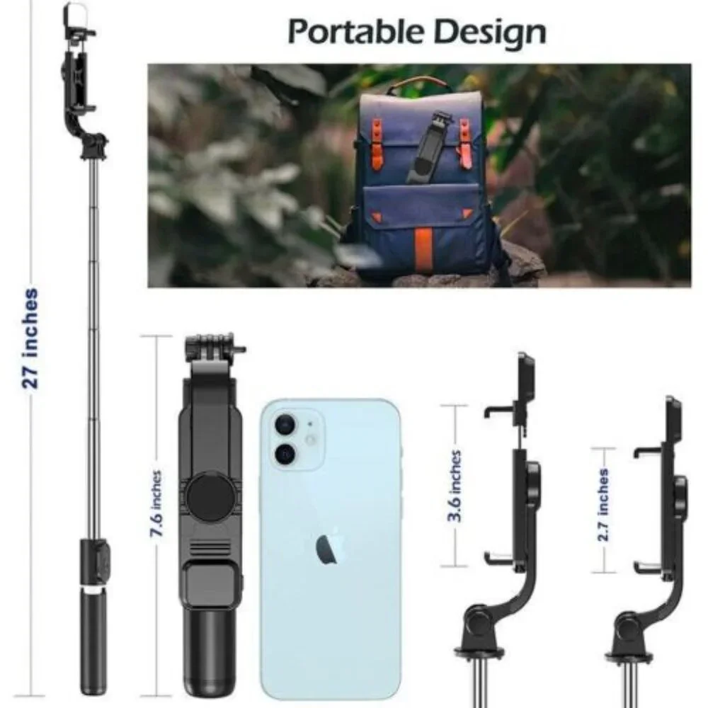 Selfie tripod stick 24'' adjustable bluetooth wireless remote for i phone & more